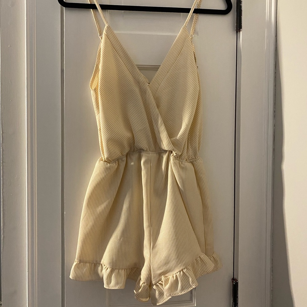 Yellow and White stripe romper